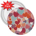 Valentines Day Hearts Romance Love 3  Buttons (10 pack) 