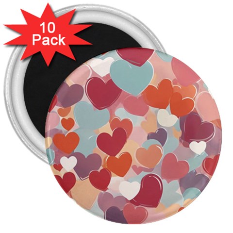 Valentines Day Hearts Romance Love 3  Magnets (10 pack)  from ArtsNow.com Front