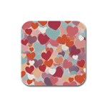 Valentines Day Hearts Romance Love Rubber Square Coaster (4 pack)