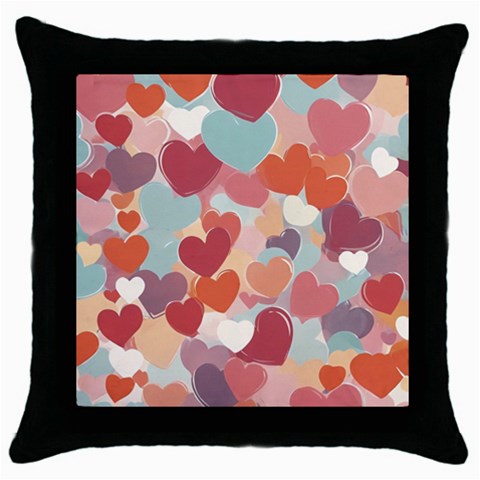 Valentines Day Hearts Romance Love Throw Pillow Case (Black) from ArtsNow.com Front