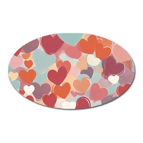 Valentines Day Hearts Romance Love Oval Magnet from ArtsNow.com Front