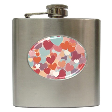 Valentines Day Hearts Romance Love Hip Flask (6 oz) from ArtsNow.com Front