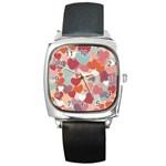 Valentines Day Hearts Romance Love Square Metal Watch