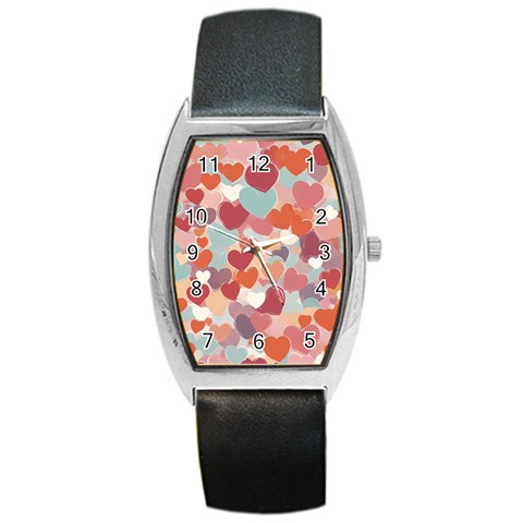 Valentines Day Hearts Romance Love Barrel Style Metal Watch from ArtsNow.com Front