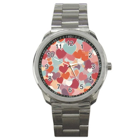 Valentines Day Hearts Romance Love Sport Metal Watch from ArtsNow.com Front