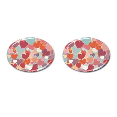 Valentines Day Hearts Romance Love Cufflinks (Oval) from ArtsNow.com Front(Pair)