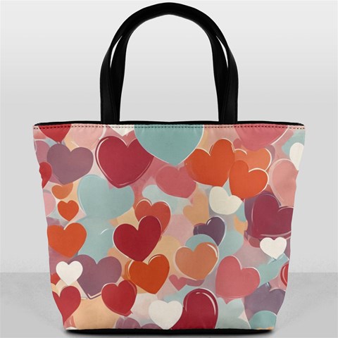 Valentines Day Hearts Romance Love Bucket Bag from ArtsNow.com Front