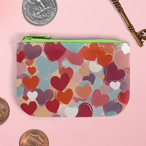 Valentines Day Hearts Romance Love Mini Coin Purse from ArtsNow.com Front