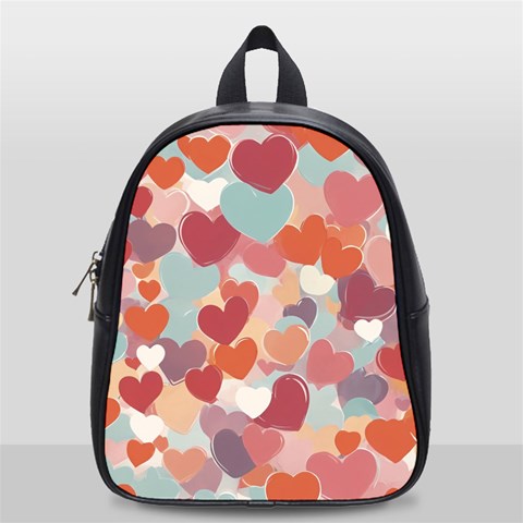 Valentines Day Hearts Romance Love School Bag (Small) from ArtsNow.com Front