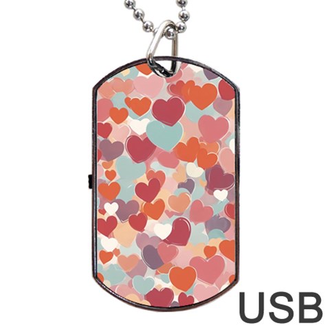 Valentines Day Hearts Romance Love Dog Tag USB Flash (One Side) from ArtsNow.com Front