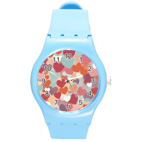 Valentines Day Hearts Romance Love Round Plastic Sport Watch (M) from ArtsNow.com Front