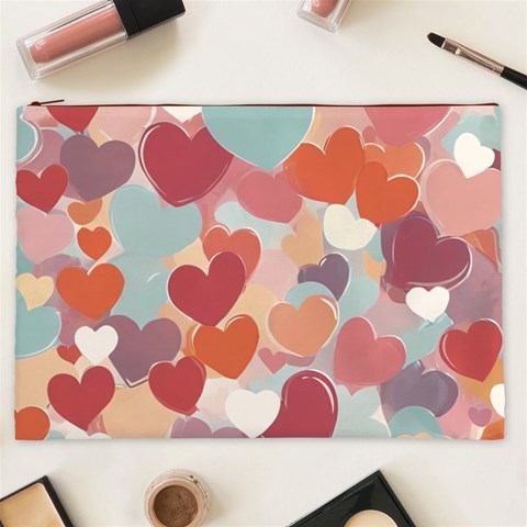 Valentines Day Hearts Romance Love Cosmetic Bag (XXL) from ArtsNow.com Front