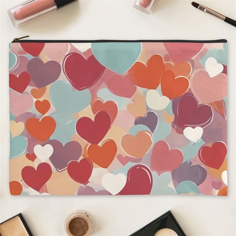 Valentines Day Hearts Romance Love Cosmetic Bag (XXXL) from ArtsNow.com Front