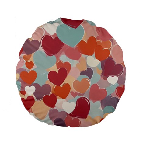 Valentines Day Hearts Romance Love Standard 15  Premium Round Cushions from ArtsNow.com Front