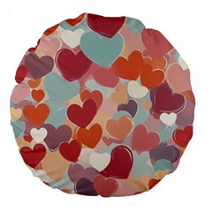 Valentines Day Hearts Romance Love Large 18  Premium Round Cushions from ArtsNow.com Front