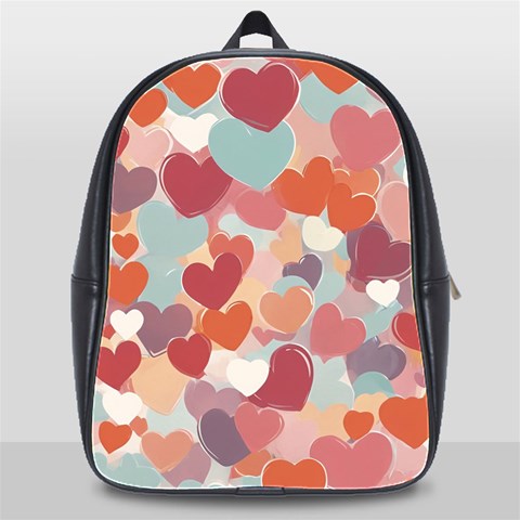 Valentines Day Hearts Romance Love School Bag (XL) from ArtsNow.com Front