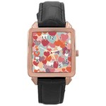 Valentines Day Hearts Romance Love Rose Gold Leather Watch 