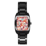 Valentines Day Hearts Romance Love Stainless Steel Barrel Watch