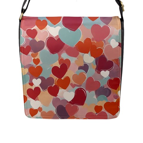 Valentines Day Hearts Romance Love Flap Closure Messenger Bag (L) from ArtsNow.com Front