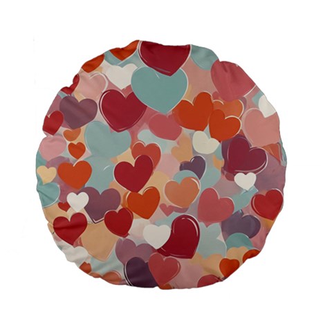 Valentines Day Hearts Romance Love Standard 15  Premium Flano Round Cushions from ArtsNow.com Front