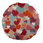 Valentines Day Hearts Romance Love Large 18  Premium Flano Round Cushions