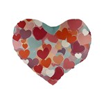 Valentines Day Hearts Romance Love Standard 16  Premium Flano Heart Shape Cushions