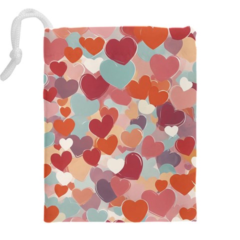 Valentines Day Hearts Romance Love Drawstring Pouch (4XL) from ArtsNow.com Back