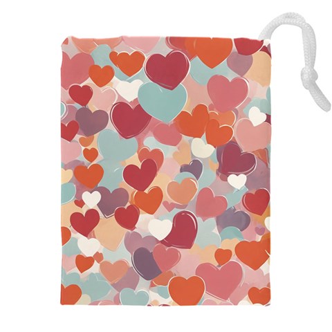 Valentines Day Hearts Romance Love Drawstring Pouch (5XL) from ArtsNow.com Front