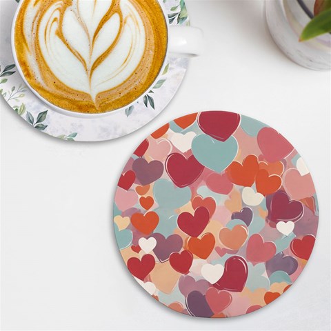 Valentines Day Hearts Romance Love UV Print Round Tile Coaster from ArtsNow.com Front