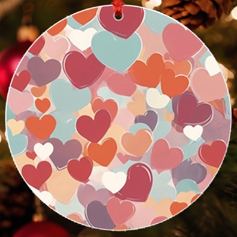 Valentines Day Hearts Romance Love UV Print Acrylic Ornament Round from ArtsNow.com Front