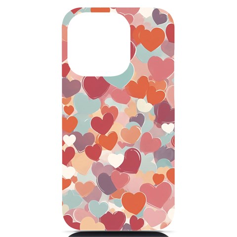 Valentines Day Hearts Romance Love iPhone 14 Pro Black UV Print PC Hardshell Case from ArtsNow.com Front