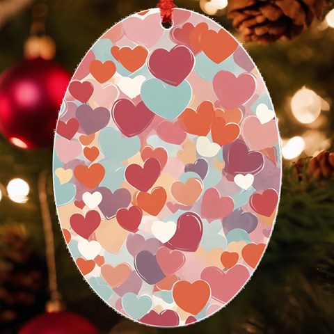 Valentines Day Hearts Romance Love UV Print Acrylic Ornament Oval from ArtsNow.com Front