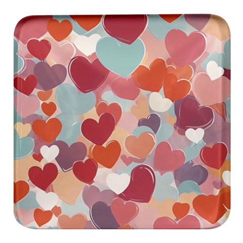 Valentines Day Hearts Romance Love Square Glass Fridge Magnet (4 pack) from ArtsNow.com Front