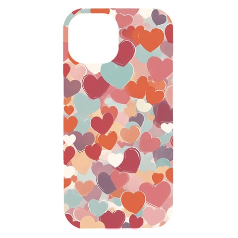 Valentines Day Hearts Romance Love iPhone 15 Black UV Print PC Hardshell Case from ArtsNow.com Front