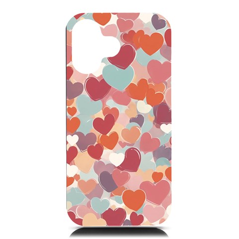 Valentines Day Hearts Romance Love iPhone 16 Black UV Print PC Hardshell Case from ArtsNow.com Front