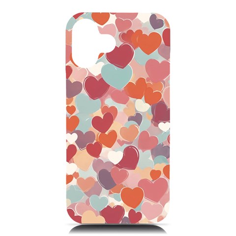 Valentines Day Hearts Romance Love iPhone 16 Plus Black UV Print PC Hardshell Case from ArtsNow.com Front