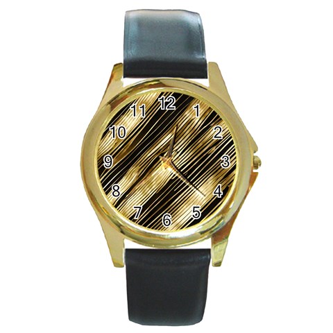 Gold Rush Round Gold Metal Watch from ArtsNow.com Front