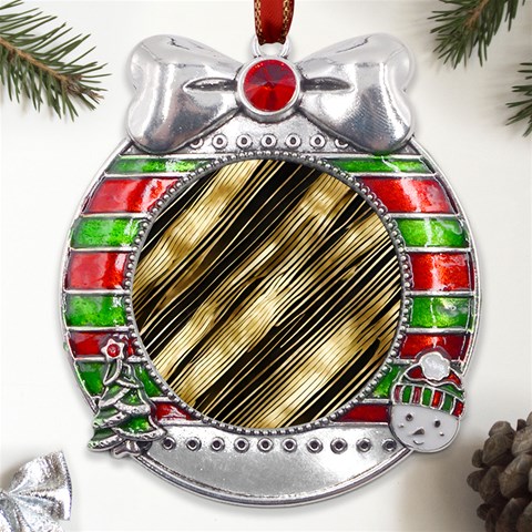 Gold Rush Metal X Mas Ribbon With Red Crystal Round Ornament from ArtsNow.com Front