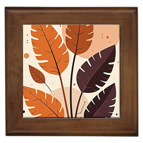 Leaves Boho Monster Nature Framed Tile from ArtsNow.com Front