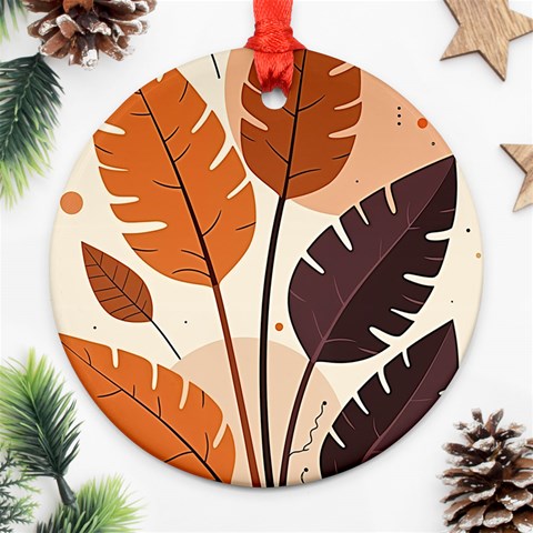 Leaves Boho Monster Nature Ornament (Round) from ArtsNow.com Front