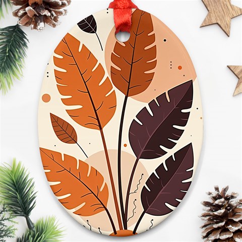 Leaves Boho Monster Nature Ornament (Oval) from ArtsNow.com Front