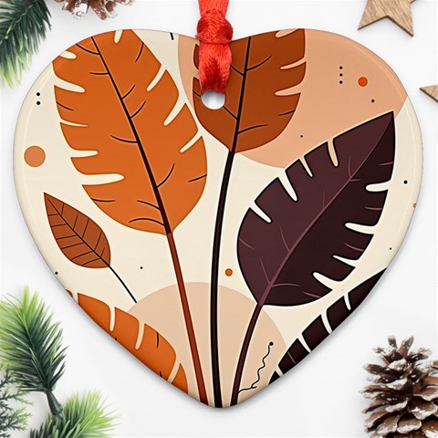 Leaves Boho Monster Nature Ornament (Heart) from ArtsNow.com Front