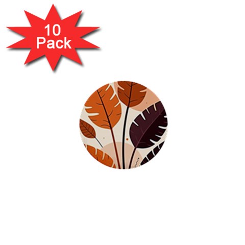 Leaves Boho Monster Nature 1  Mini Buttons (10 pack)  from ArtsNow.com Front