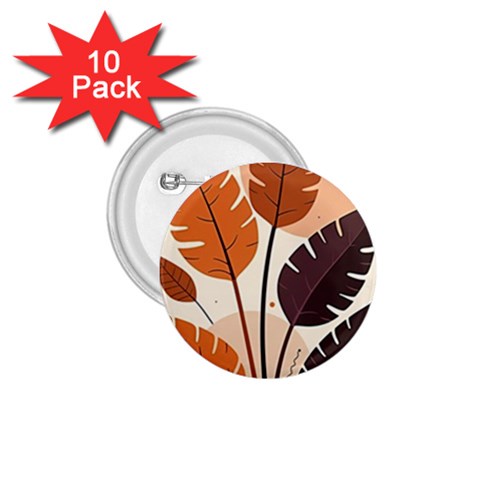 Leaves Boho Monster Nature 1.75  Buttons (10 pack) from ArtsNow.com Front