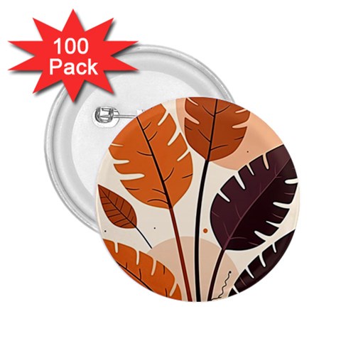 Leaves Boho Monster Nature 2.25  Buttons (100 pack)  from ArtsNow.com Front