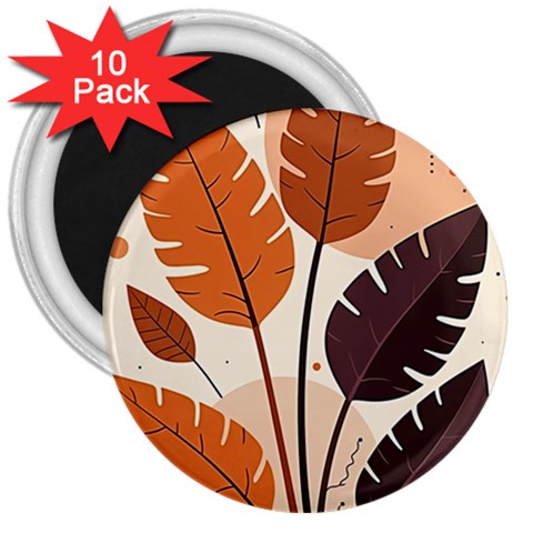 Leaves Boho Monster Nature 3  Magnets (10 pack)  from ArtsNow.com Front