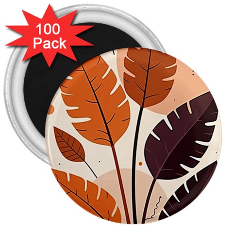 Leaves Boho Monster Nature 3  Magnets (100 pack) from ArtsNow.com Front