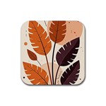 Leaves Boho Monster Nature Rubber Coaster (Square)