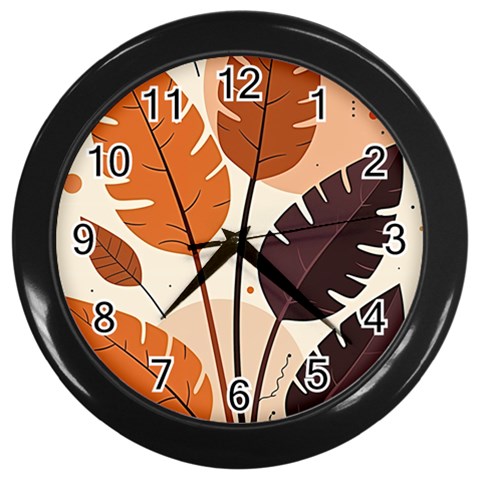 Leaves Boho Monster Nature Wall Clock (Black) from ArtsNow.com Front