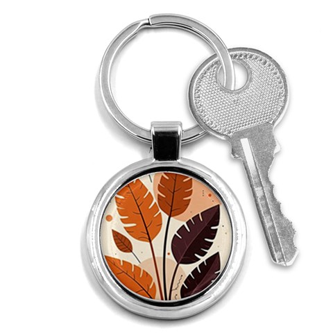 Leaves Boho Monster Nature Key Chain (Round) from ArtsNow.com Front